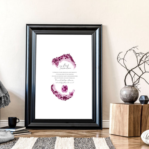 Pink Tourmaline birthstone | wall art print