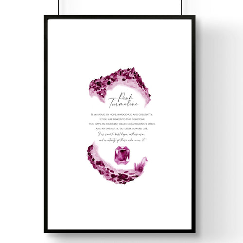 Pink Tourmaline birthstone | wall art print