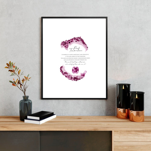 Pink Tourmaline birthstone | wall art print