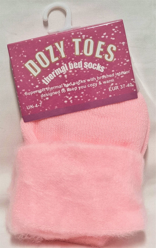 Dozy Toes Ladies Thermal Bed Socks   pimk
