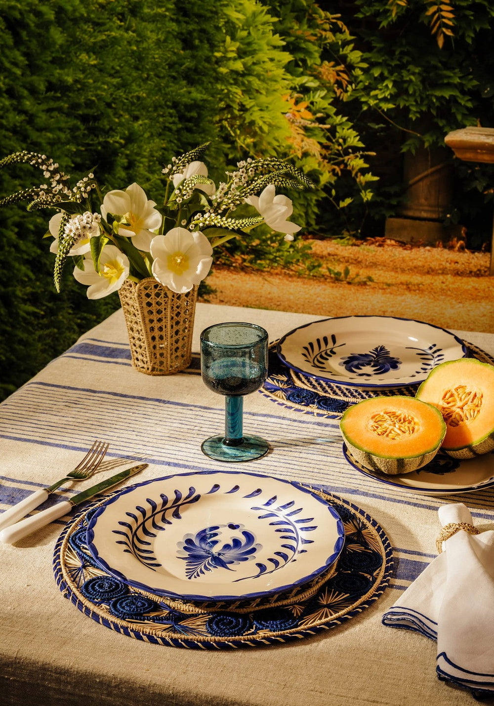 Atlántico Iraca Woven Placemat, Blue - Set of 4