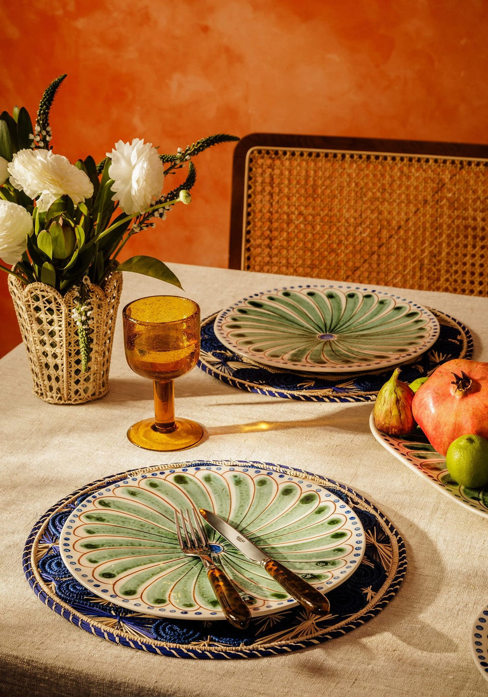 Atlántico Iraca Woven Placemat, Blue - Set of 4