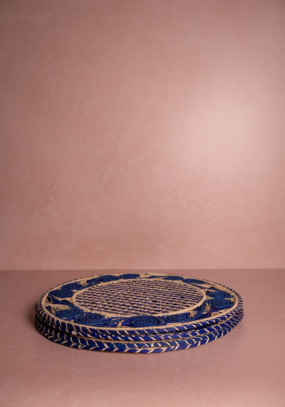 Atlántico Iraca Woven Placemat, Blue - Set of 4