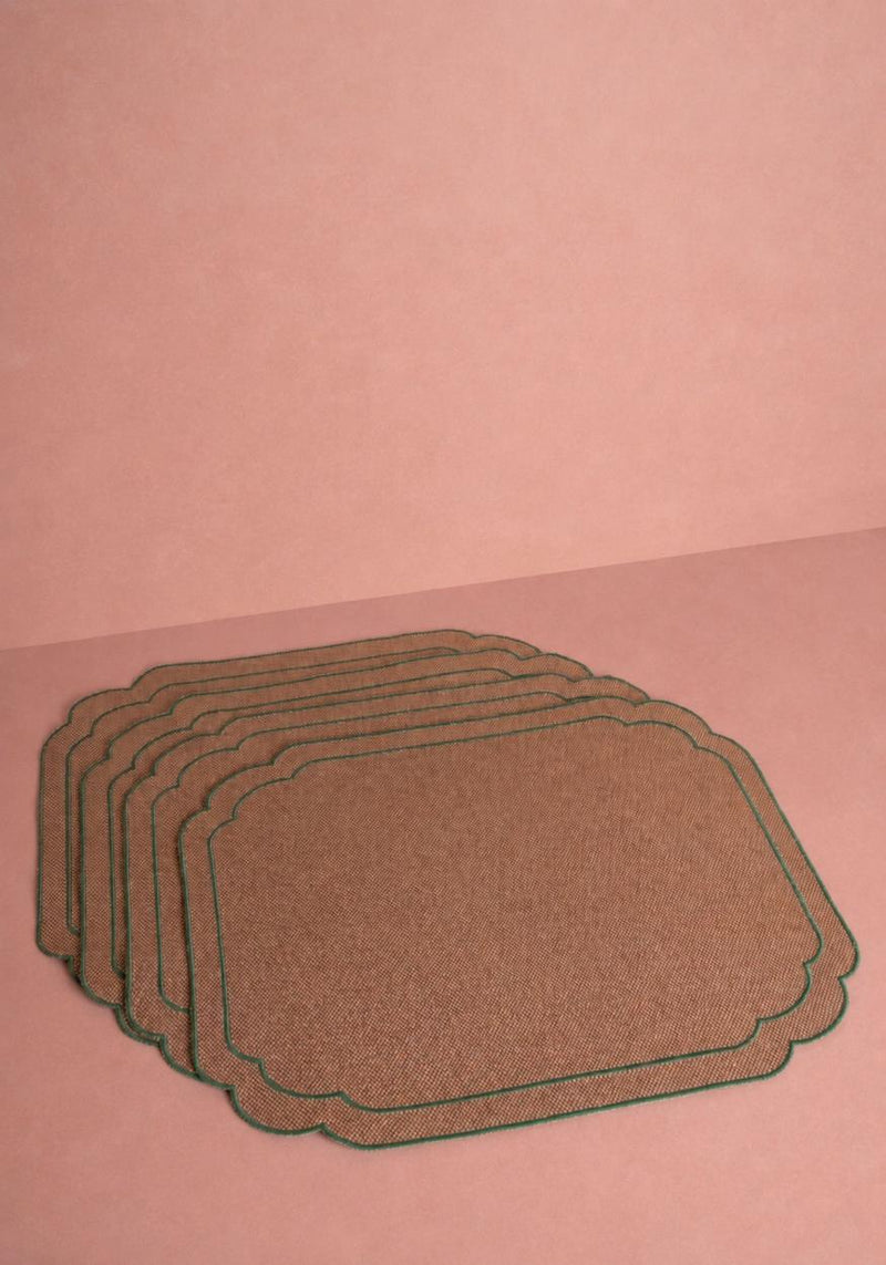 Hortensia Brown and Green Placemats - Set of 4