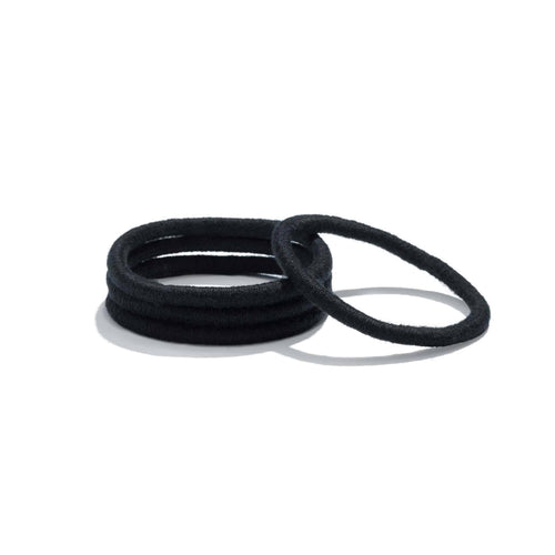 Plastic-Free Round Hair Ties for Medium to Thick Hair – Black