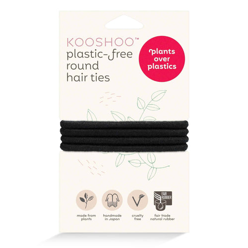 Plastic-Free Round Hair Ties for Medium to Thick Hair – Black