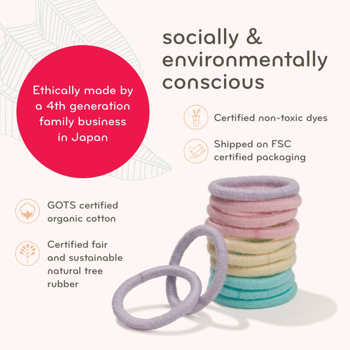 Plastic-Free Round Hair Ties Mini 6-Pack – Pastel Blooms