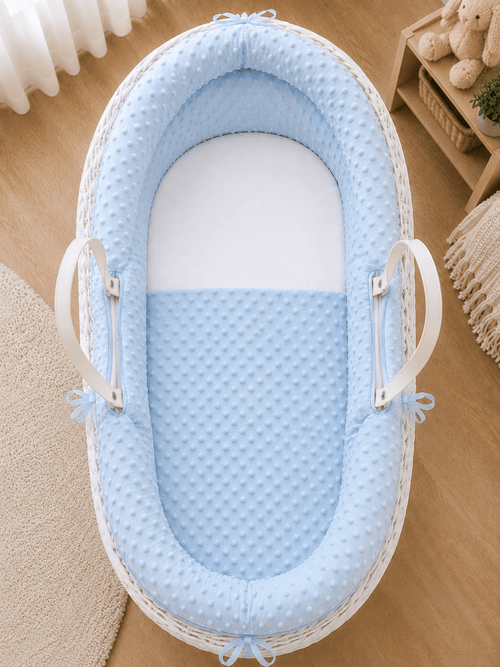 Pod Blue Dimple Moses Basket Bedding Set (Basket Not Included!)