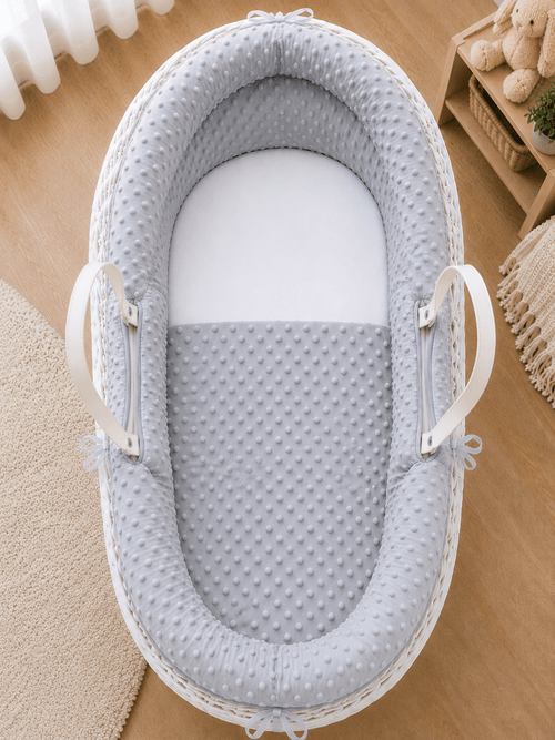 Pod Grey Dimple Moses Basket Bedding Set (Basket Not Included!)