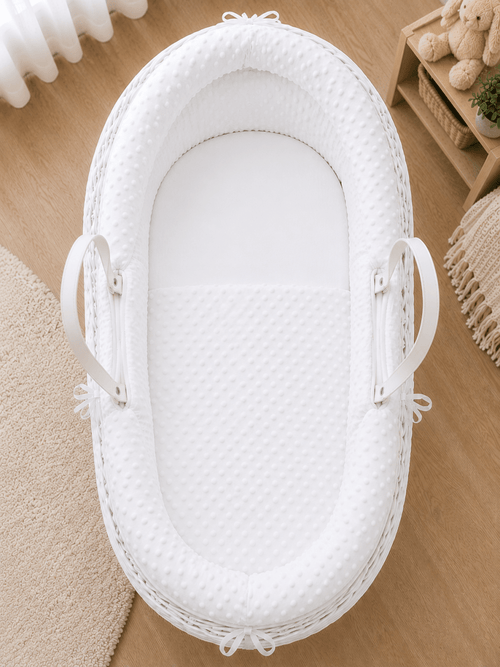 Pod White Dimple Moses Basket Bedding Set (Basket Not Included!)