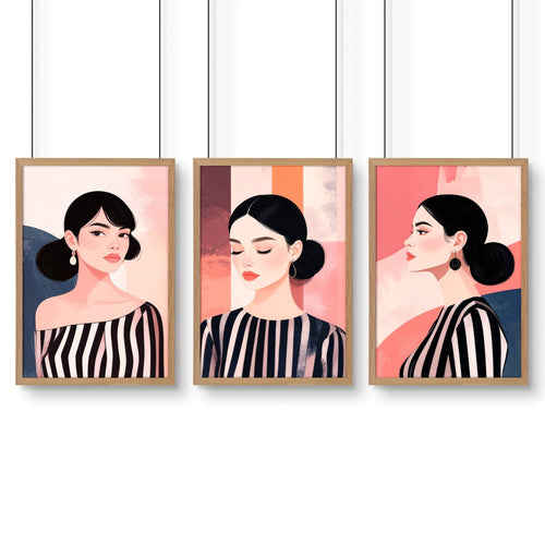 Poster Frame Large | Set of 3 Boho Women Wall art Prints