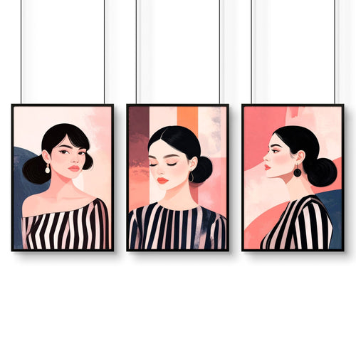 Poster Frame Large | Set of 3 Boho Women Wall art Prints