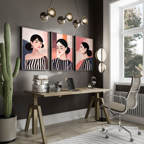 Poster Frame Large | Set of 3 Boho Women Wall art Prints
