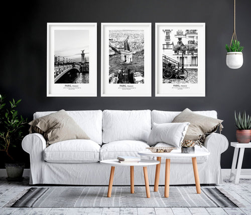 Posters for Living Room – Set of 3 Paris Wall Art Prints