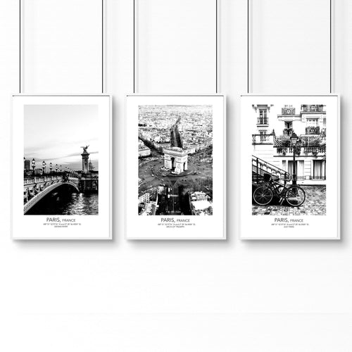 Posters for Living Room – Set of 3 Paris Wall Art Prints