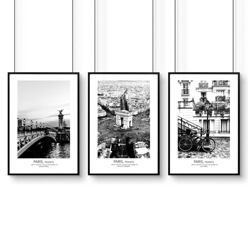 Posters for Living Room – Set of 3 Paris Wall Art Prints