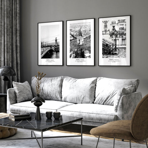 Posters for Living Room – Set of 3 Paris Wall Art Prints