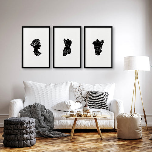 Posters With Frames | Set of 3 Sculpture Wall art Prints