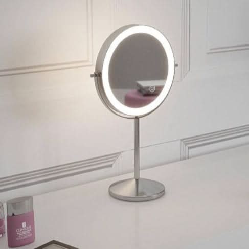 Illuminated Round Cosmetic Mirror Rechargeable Diameter 20cm