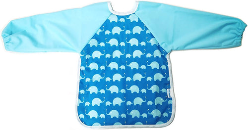 Premium Soft Long Sleeve Water Resistant Washable Bib – Blue Elephant Design
