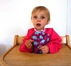 Premium Soft Long Sleeve Water Resistant Washable Bib – Pink Elephant Design