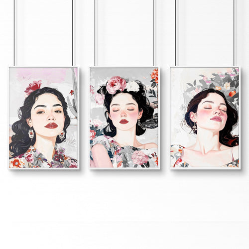 Print Sets Of 3 | Set of 3 Boho Women Wall art Prints