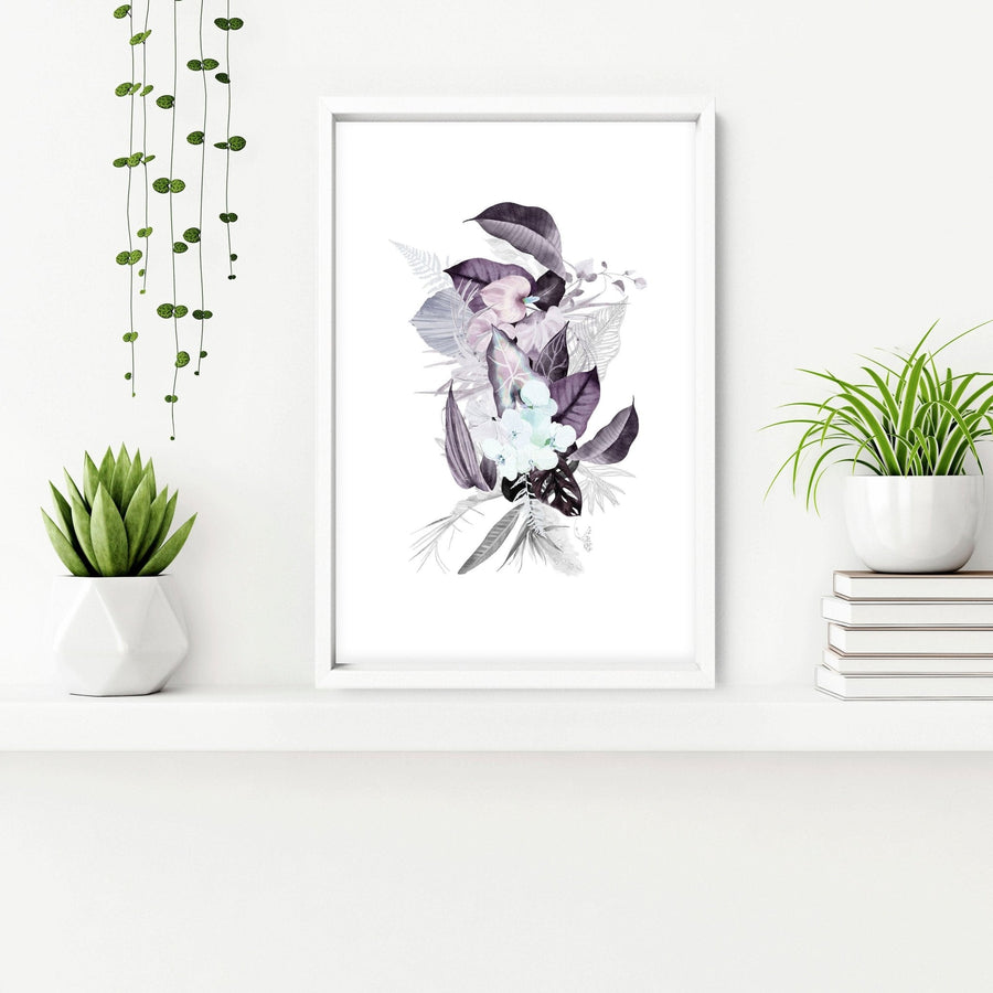 Wall decor for bathrooms | Set of 3 Tropical Purple wall art