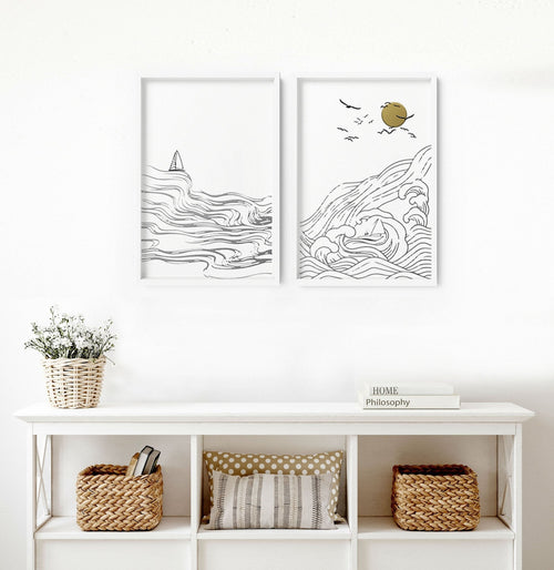 Paintings of beach | set of 2 wall art prints