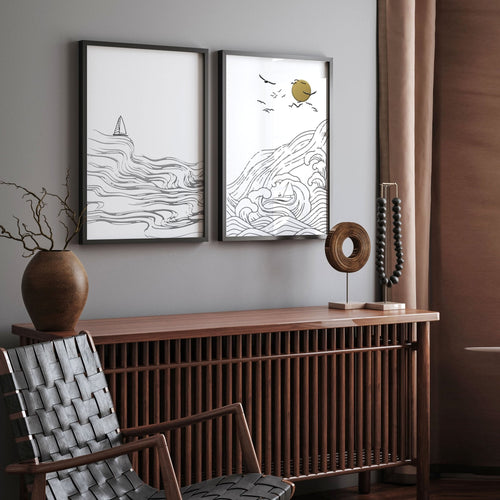 Paintings of beach | set of 2 wall art prints