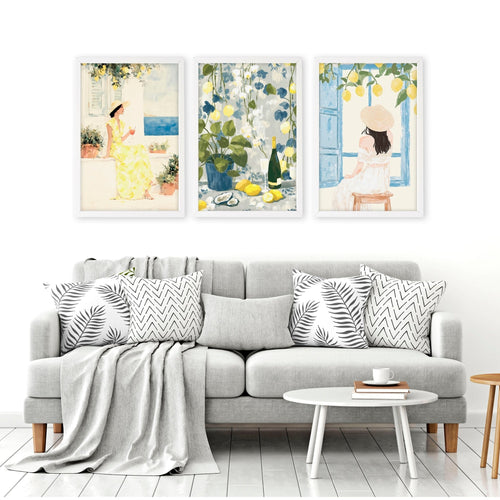 Prints of Lemons | Set of 3 Italian Lifestyle Wall art Prints