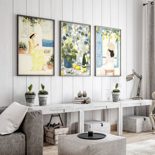 Prints of Lemons | Set of 3 Italian Lifestyle Wall art Prints