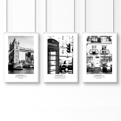 Set of 3 Prints for Living Room | London Wall Art