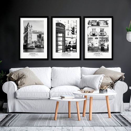 Set of 3 Prints for Living Room | London Wall Art