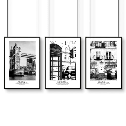 Set of 3 Prints for Living Room | London Wall Art