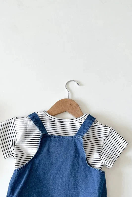 Happy Baby Embroidered Bear Denim Dungarees