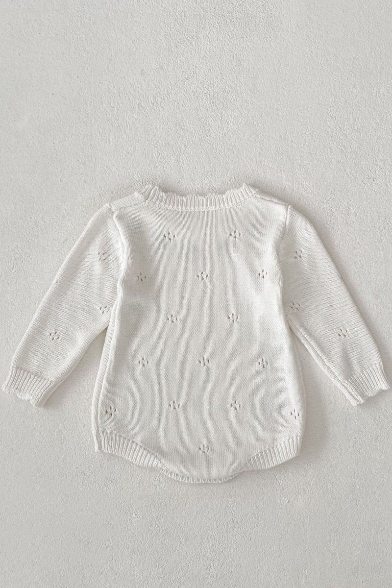 White Stawberry Knit Bodysuit