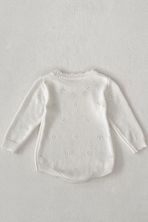White Stawberry Knit Bodysuit