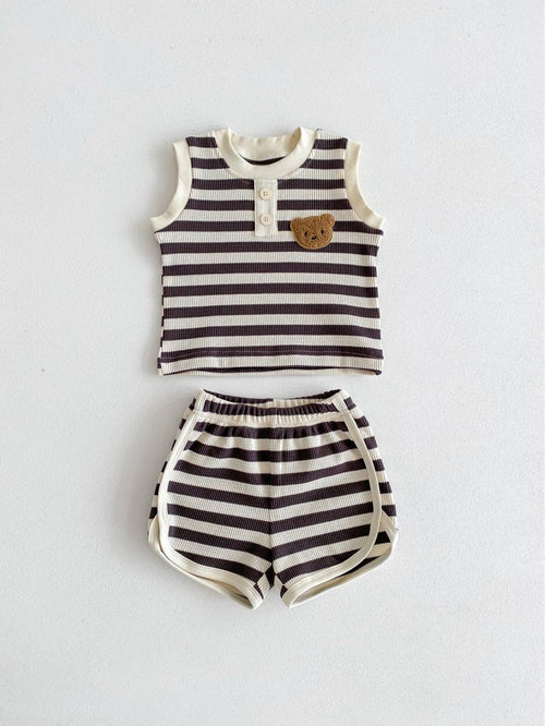 The Bear Beach Stripe Shorts & T-Shirt