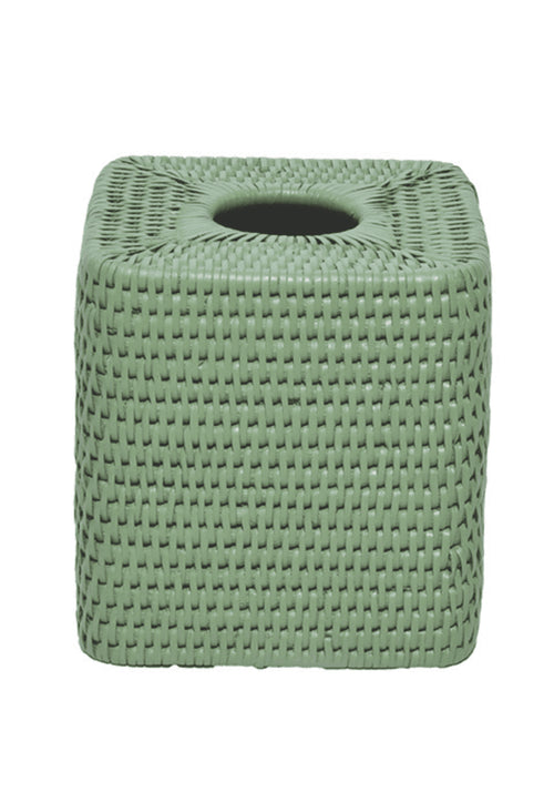 Rattan Tissue Box Cover - Green
