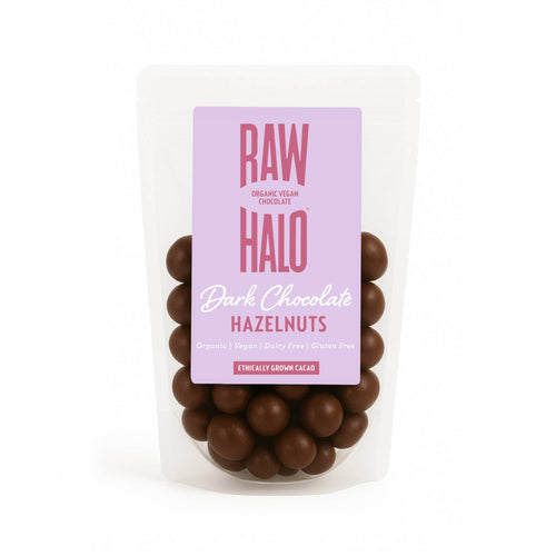 Raw Halo Organic Dark Chocolate Covered Hazelnuts 85g Vegan