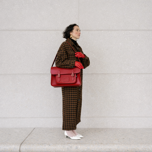 Handmade Leather Satchel - Red