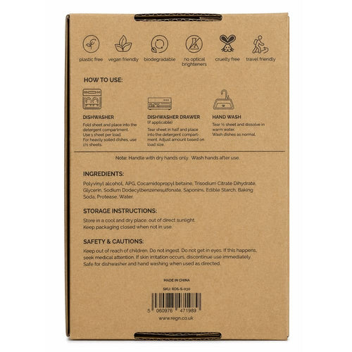 re:gn Dishwasher Sheets | Lemon Scented |30 Sheets | Pre-Measured Dishwashing Alternative