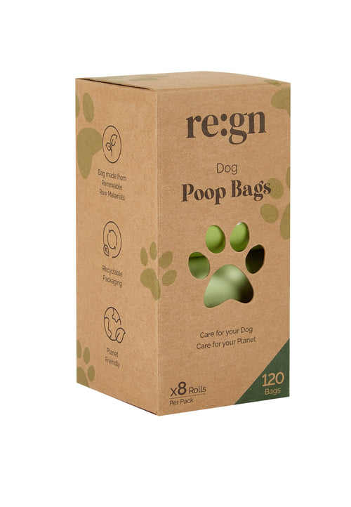 Re:gn Extra Thick & Strong Compostable Dog Poop Bags - 120 Bags