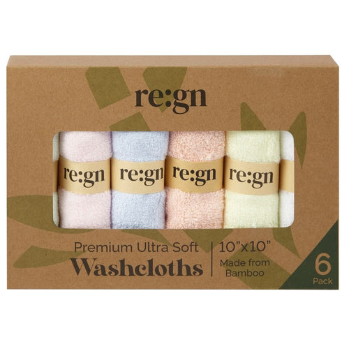 Organic Bamboo Face Cloths - 6 Pack