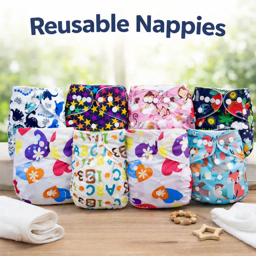 Reusable Baby Cloth Nappies With Insert - Choice of 11 Designs