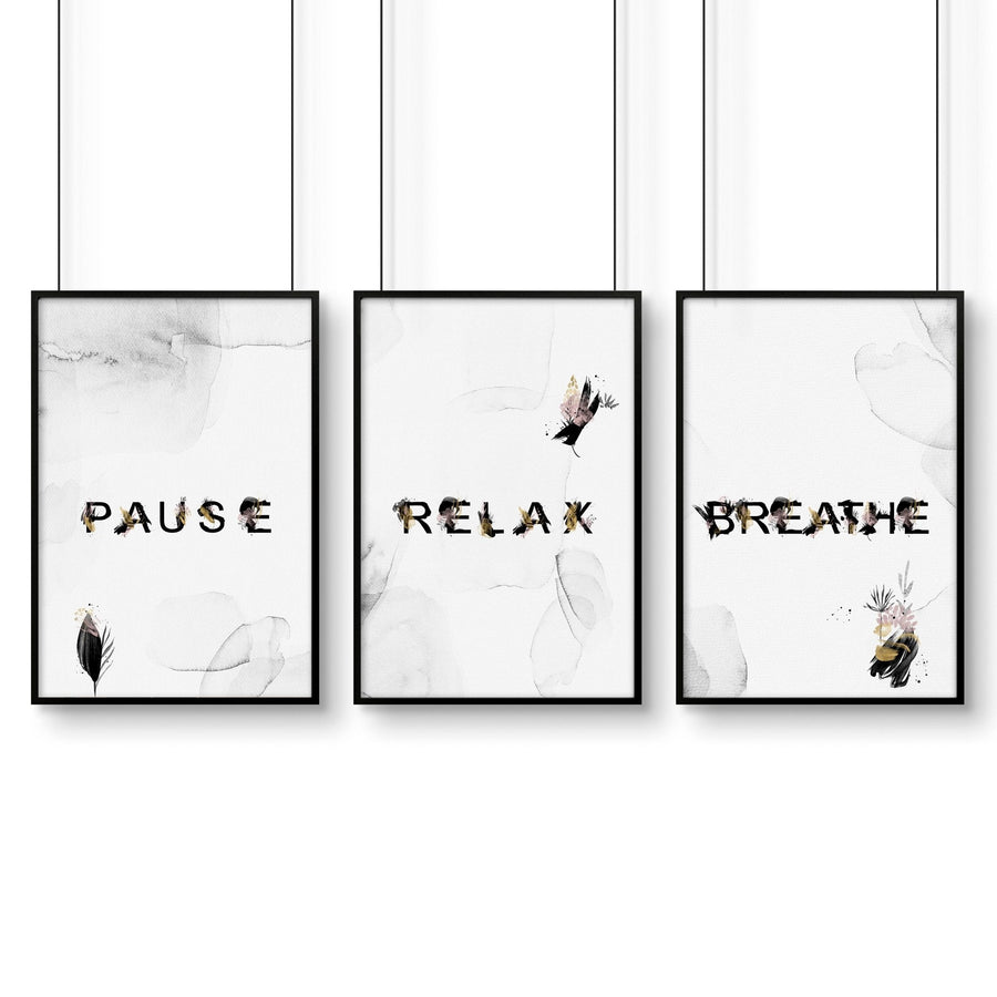 Wall decor for bathroom | set of 3 relaxing wall art