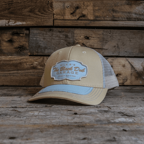 Beige & Sky Blue Black Dub Garage Trucker Hat