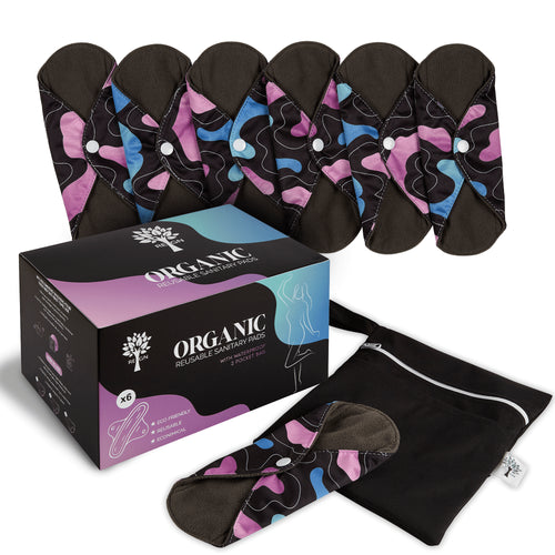 Eco Reusable Sanitary Pads - Washable Cloth Period Pads - 6 Pack
