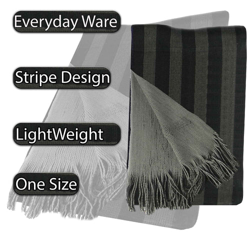 Sock Stack Mens Reversible Stripe Design Scarf Soft Woven Acrylic Winter Accessory
