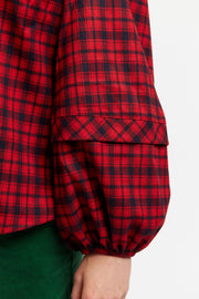 Rivka Winter Gingham Long Sleeve Blouse in Red and Black